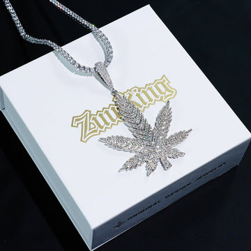 Iced Solid Big Leaf Pendant ZUU KING